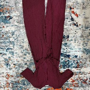 Burgundy stripped jumpsuit